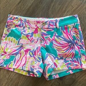 Lilly Pulitzer High Waist Floral Shorts - Pink, Blue, Green